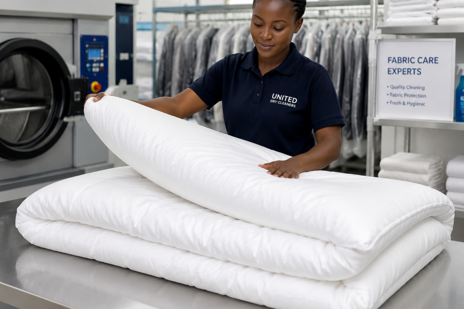 Professional duvet dry cleaning service in Nairobi by United Dry Cleaners